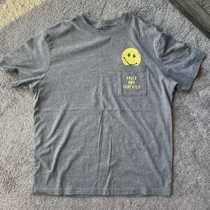 Dazed and Confused Gray Pocket T-Shirt with Yellow Smiley